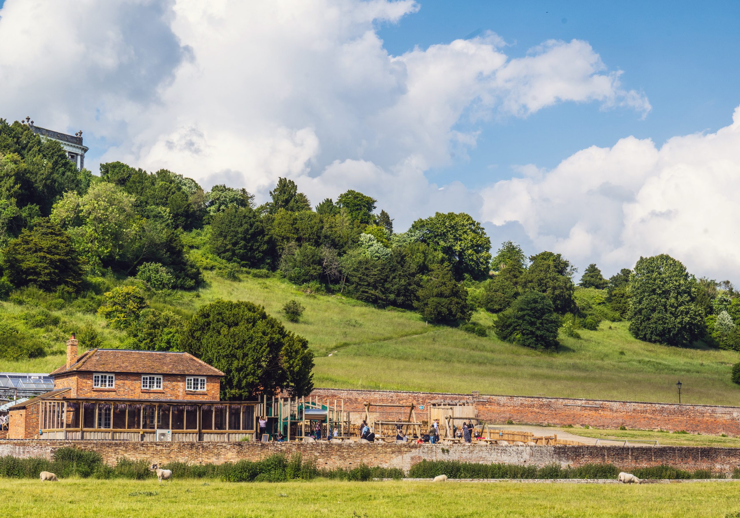 Sweeping landscape and building in the countryside